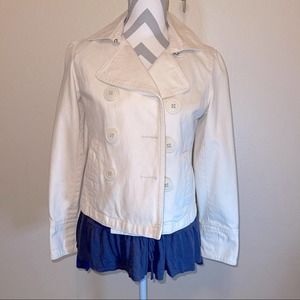 American Eagle Outfitters Vintage Cream Solid Chino Notch Collar Blazer Small